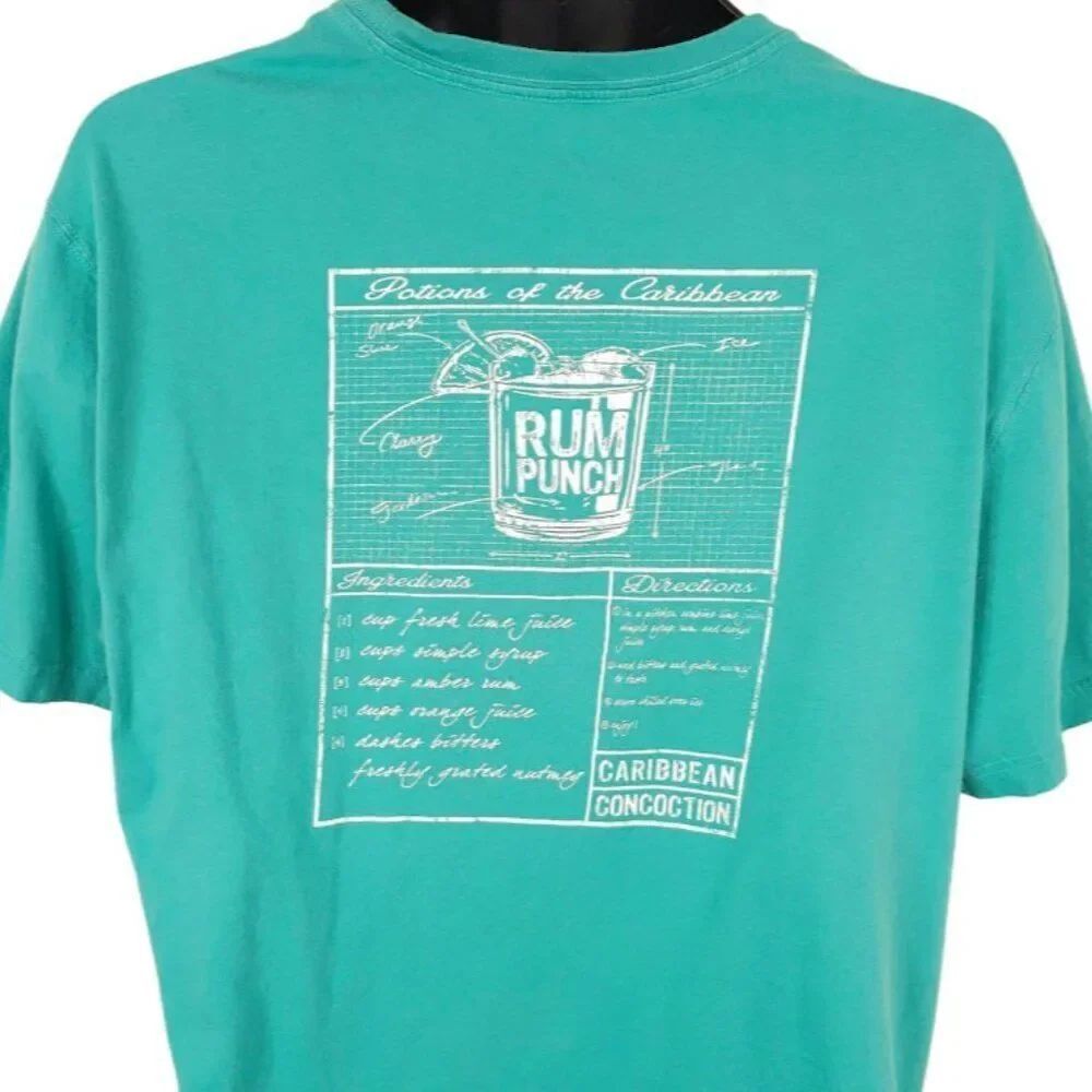 Rum Punch T Shirt Mens Size Large Blue Potions Of The Caribbean OVERSIZED Fit